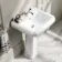 Hudson Traditional High-Level Toilet With Inky Blue Seat & Pedestal Basin - Single Tap Hole