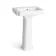 Hudson Traditional Toilet With Inky Blue Seat & Pedestal Basin Set - Double Tap Hole