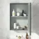Inky Blue Mirror Cabinet 700x500mm - Brushed Brass Accents