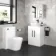 Avon Gloss White Vanity with Marble Top & Curved Counter Top Basin 600mm - Black Accents