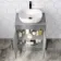 Avon Stone Grey Vanity with Curved Counter Top Basin 600mm - Black Accents