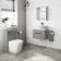 Avon Stone Grey Wall Hung Drawer Vanity with Marble Top & Oval Counter Top Basin 600mm - Black Accents