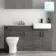 Harper Charcoal Elm Combination Vanity Basin with Marble Top & Atlanta Toilet 1500mm - Black Accents