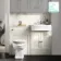 Monaco Chalk White Combination Vanity Traditional Basin and Hudson Toilet with Wooden Seat 1200mm
