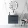 Elba Inky Blue Wall Hung Drawer Vanity with Marble Top & Oval Counter Top Basin 600mm - Black Accents
