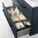Elba Inky Blue Wall Hung Drawer Vanity with Marble Top & Curved Counter Top Basin 800mm - Black Accents