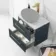 Elba Inky Blue Wall Hung Drawer 600mm Excludes Counter Top Basin - Brushed Brass Accents