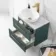 Elba Midnight Green Wall Hung Drawer Vanity with Marble Top & Oval Counter Top Basin 600mm - Brushed Brass Accents