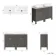 Bermuda Graphite Grey Vanity with Marble Top & Curved Counter Top Basin 1200mm - Brushed Brass Accents