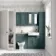 Monaco Midnight Green Combination Vanity Basin with Marble Top 1200mm (Excludes Pan & Cistern) - Brushed Brass Accents