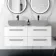 Elba Gloss White Wall Hung Drawer with Marble Top 1200mm Excludes Basins - Black Accents
