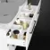 Elba Gloss White Wall Hung Drawer with Marble Top 1200mm Excludes Basins - Black Accents