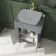 Bermuda Dove Grey Cabinet 600mm Excludes Counter Top Basin - Brass Knurled Handles