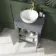 Bermuda Dove Grey Vanity with Round Counter Top Basin 600mm - Brass Knurled Handles
