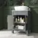 Bermuda Dove Grey Vanity with Marble Top & Curved Counter Top Basin 600mm - Brass Knurled Handles