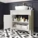 Bermuda Chalk White Vanity with Marble Top & Curved Counter Top Basin 800mm - Brass Knurled Handles