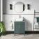 Bermuda Midnight Green Vanity with Marble Top & Curved Counter Top Basin 600mm - Brass Knurled Handles