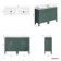 Bermuda Midnight Green Vanity with Marble Top & Curved Counter Top Basin 1200mm - Brass Knurled Handles