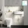Monaco Chalk White Combination Vanity Traditional Basin with Marble Top & Atlanta Toilet 1200mm - Brass Knurled Handles