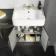 Monaco Graphite Grey Basin Vanity and Back To Wall Unit 1500mm (Excludes Pan & Cistern) - Brass Knurled Handles