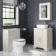 Lucia Chalk White Vanity with Marble Top & Curved Counter Top Basin 640mm - Brass Knurled Handles