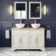 Lucia Chalk White Double Vanity with Oak Effect Top & Round Counter Top Basin 1200mm - Brass Knurled Handles