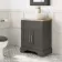 Lucia Graphite Grey Vanity with Oak Effect Top & Curved Counter Top Basin 640mm - Brass Knurled Handles