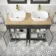 Lucia Graphite Grey Double Vanity with Oak Effect Top & Curved Counter Top Basin 1200mm - Brass Knurled Handles