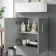 Harper Stone Grey Vanity with Semi Recessed Basin 600mm -Brushed Brass Accents