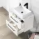 Elba Gloss White Wall Hung Drawer Vanity with Marble Top & Cody Basin 600mm - Black Accents