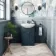 Capri Navy Blue Vanity with Semi Recessed Basin 550mm - Brushed Handles