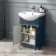 Capri Navy Blue Vanity with Semi Recessed Basin 550mm - Chrome Handles