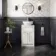 Milos Cotton White Vanity with Oval Basin 500mm - Brushed Handles