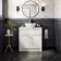 Milos Cotton White Vanity with Oval Basin 800mm - Brushed Handles