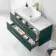 Elba Midnight Green Wall Hung Drawer Vanity with Marble Top & Curved Counter Top Basin 1000mm - Brushed Brass Accents