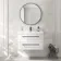 Omaha Gloss White Wall Hung Basin Drawer Vanity 800mm - Black Accents