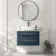 Omaha Navy Blue Wall Hung Drawer Vanity with Marble Top & Curved Counter Top Basin 800mm