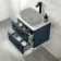 Omaha Navy Blue Wall Hung Drawer Vanity with Marble Top 600mm (Excludes Counter Top Basin) - Black Accents