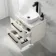 Omaha Linen White Wall Hung Drawer Vanity with Marble Top & Curved Counter Top Basin 600mm - Black Accents
