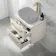 Omaha Linen White Wall Hung Drawer Vanity with Marble Top 600mm (Excludes Counter Top Basin) - Brushed Brass Accents