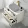 Omaha Linen White Wall Hung Drawer Vanity with Marble Top 800mm (Excludes Counter Top Basin) - Brushed Brass Accents