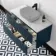 Crete Fluted Navy Blue Wall Hung Drawer Vanity with Marble Top 1000mm - Excludes Counter Top Basin