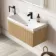 Malta Fluted Country Oak Wall Hung Basin Drawer Vanity 800mm