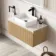 Malta Fluted Country Oak Wall Hung Drawer Vanity with Marble Top & Marin Basin 800mm