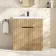 Havana Fluted Country Oak Basin Vanity 800mm - Black Accents