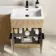 Havana Fluted Country Oak Basin Vanity and Back To Wall Toilet Unit 1100mm (Excludes Toilet) - Black Accents - Right Handed