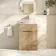 Havana Fluted Country Oak Cabinet with Marble Top & Nevis Basin 600mm - Brushed Brass Accents
