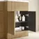 Havana Fluted Country Oak Basin Vanity and Back To Wall Toilet Unit 1100mm (Excludes Toilet) - Brushed Brass Accents - Right Handed