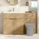 Havana Fluted Country Oak Basin Vanity and Back To Wall Toilet Unit 1300mm (Excludes Toilet) - Brushed Brass Accents