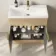 Havana Fluted Country Oak Basin Vanity and Back To Wall Toilet Unit 1300mm (Excludes Toilet) - Brushed Brass Accents